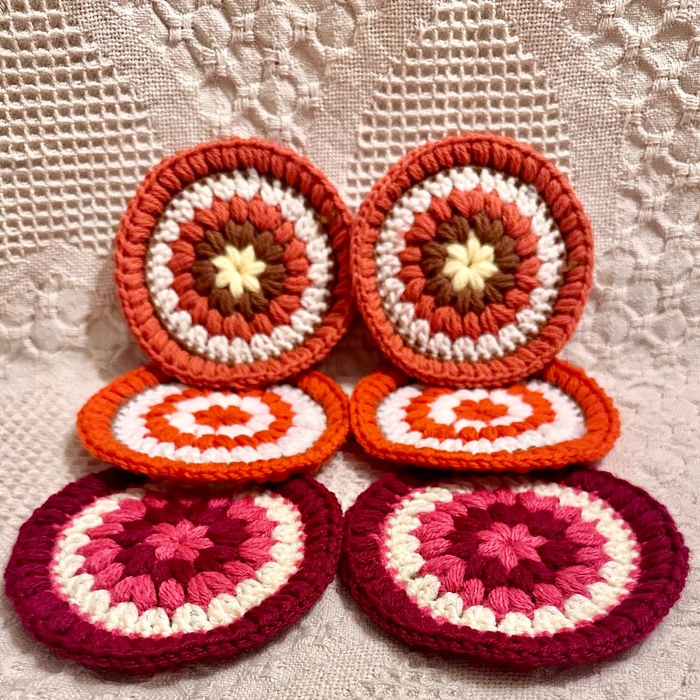 Lot of 6 Lovely Handmade Crochet Knitted Doily's Boho Chic
